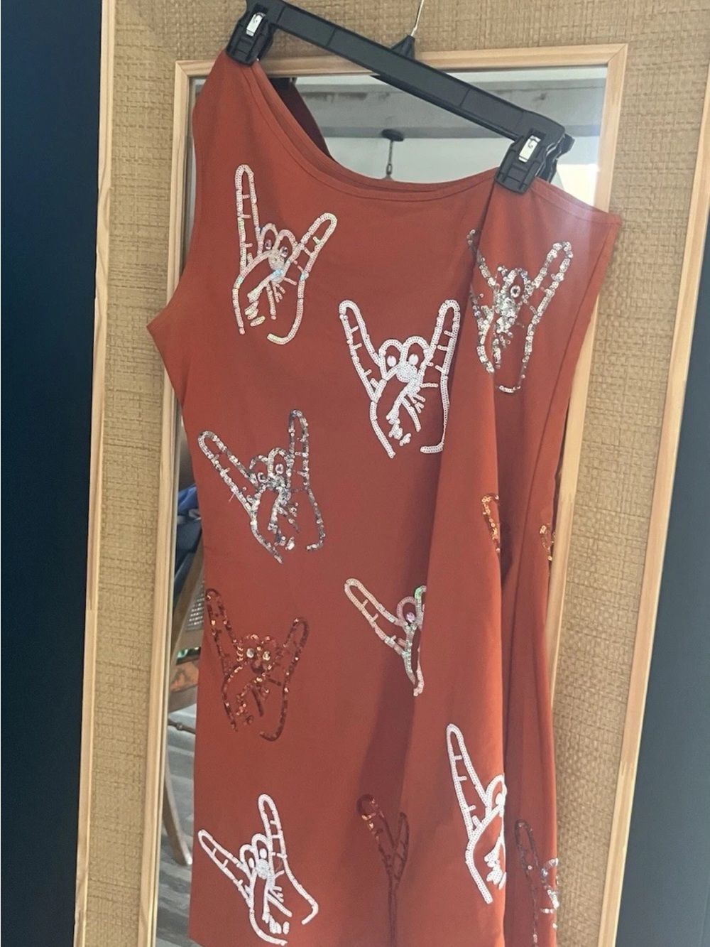 Super rare Queen of sparkles Hook Em Hands one shoulder dress size Large